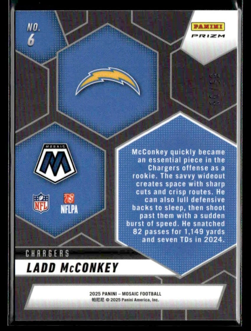 2025 Panini Mosaic #6 Ladd McConkey Montage Mosaic Blue #/99