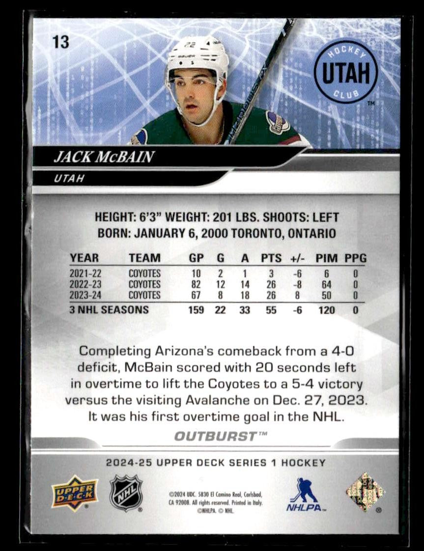 2024-25 Upper Deck #13 Jack McBain Outburst Silver