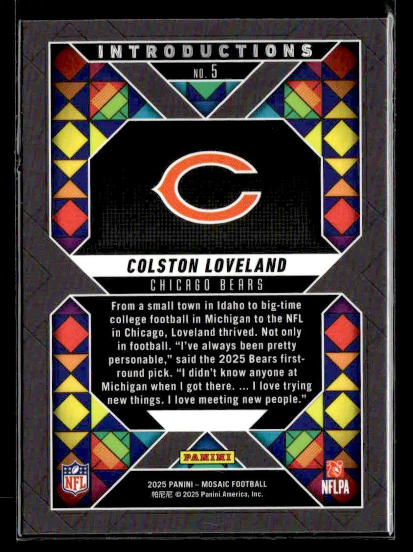 2025 Panini Mosaic #5 Colston Loveland Introductions