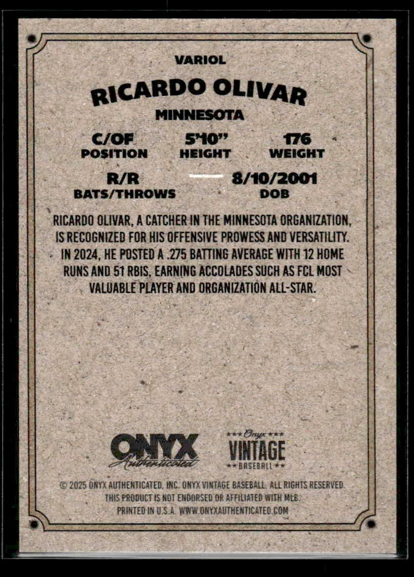 2025 Onyx Vintage #VARIOL Ricardo Olivar Autographs