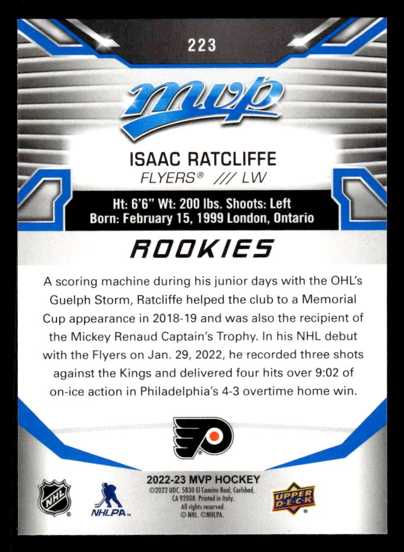 2022-23 Upper Deck MVP #223 Isaac Ratcliffe Blue Script