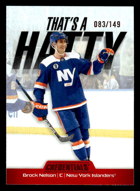 2024-25 Upper Deck Credentials #TH-BN Brock Nelson That's A Hatty Red #083/149