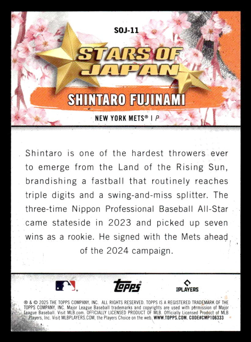2025 Topps #SOJ-11 Shintaro Fujinami Stars of Japan