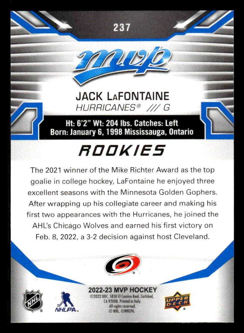 2022-23 Upper Deck MVP #237 Jack LaFontaine Blue Script