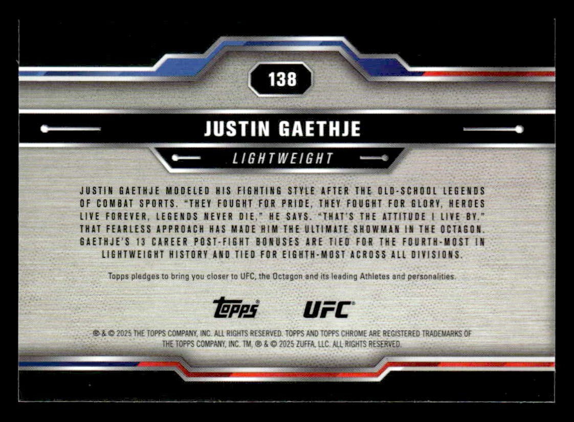 2025 Topps Chrome UFC #138 Justin Gaethje