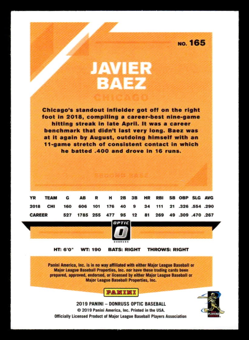 2019 Donruss Optic #165 Javier Baez