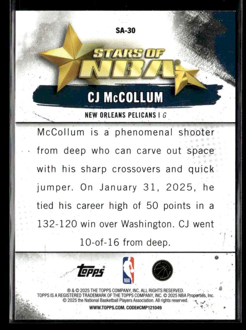 2025-26 Topps #SA-30 CJ McCollum Stars of the NBA