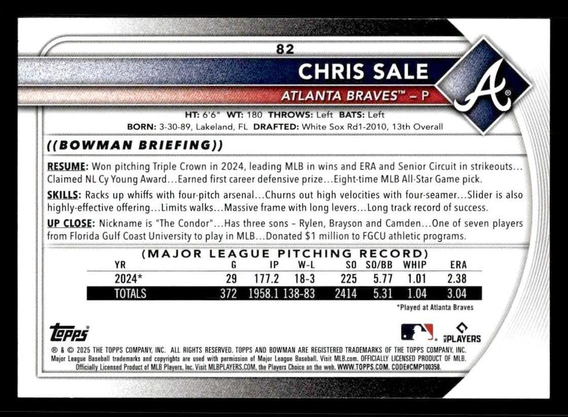 2025 Bowman #82 Chris Sale