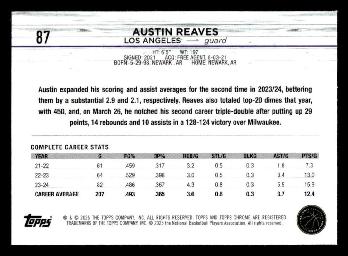 2024-25 Topps Chrome #87 Austin Reaves