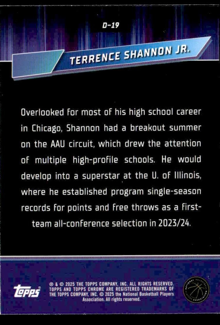 2024-25 Topps Chrome #D-19 Terrence Shannon Jr Destiny