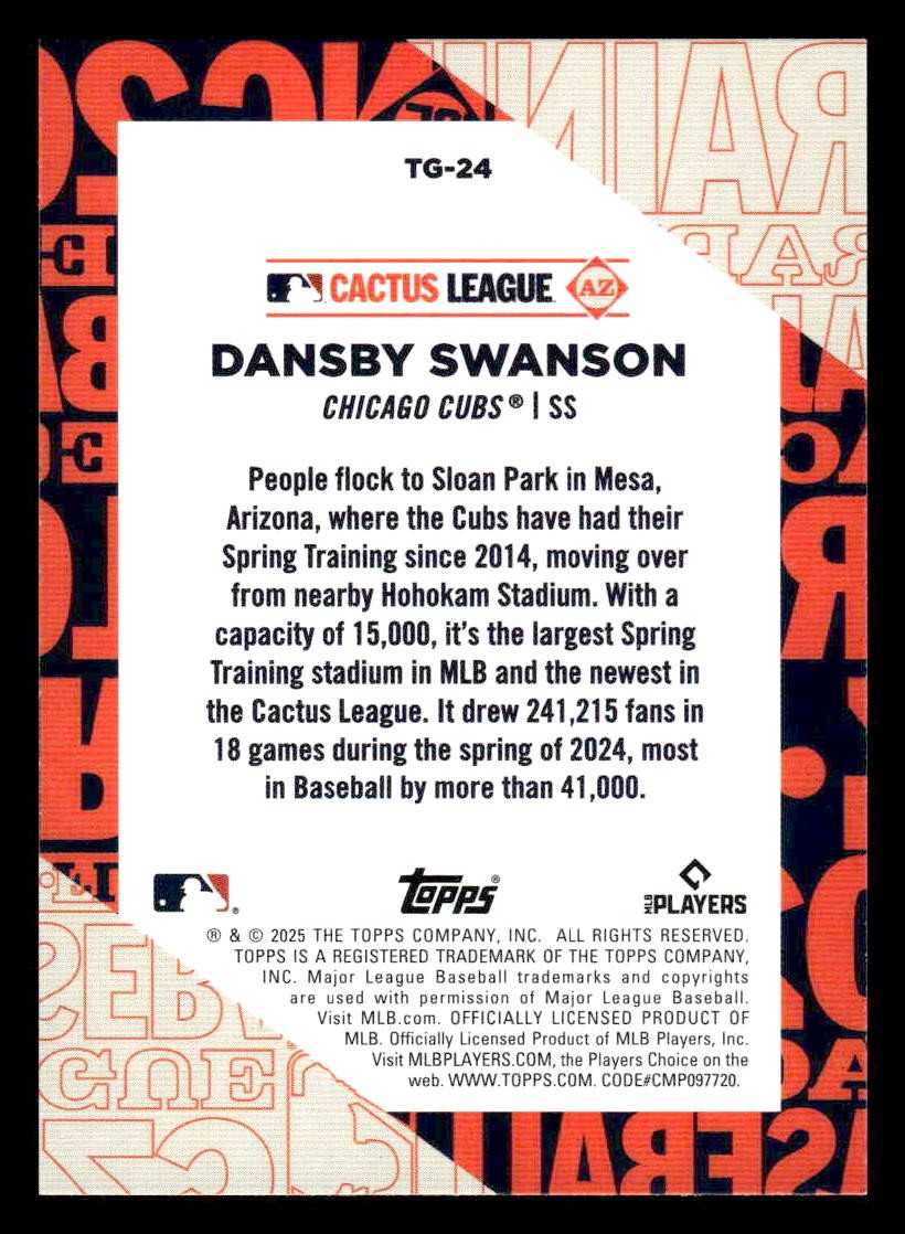 2025 Topps #TG-24 Dansby Swanson Training Grounds