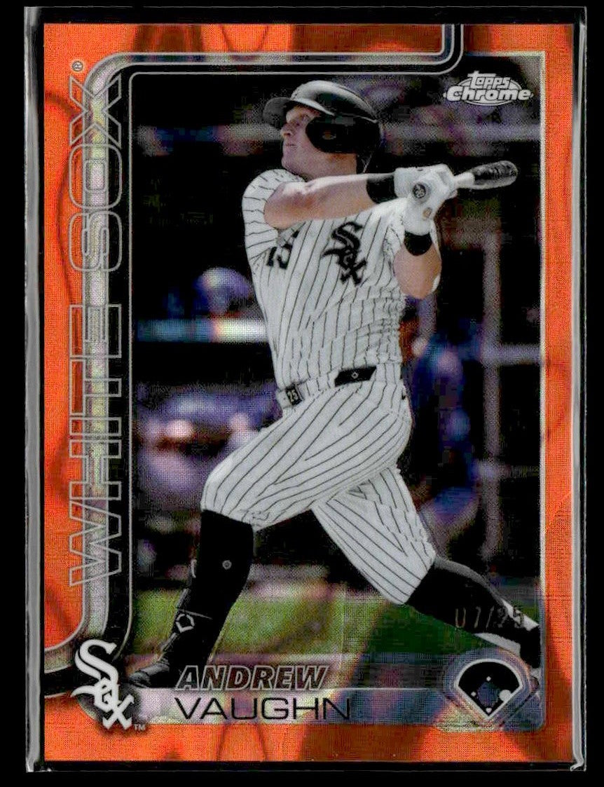 2025 Topps Chrome #235 Andrew Vaughn Orange Lava Refractors #/25