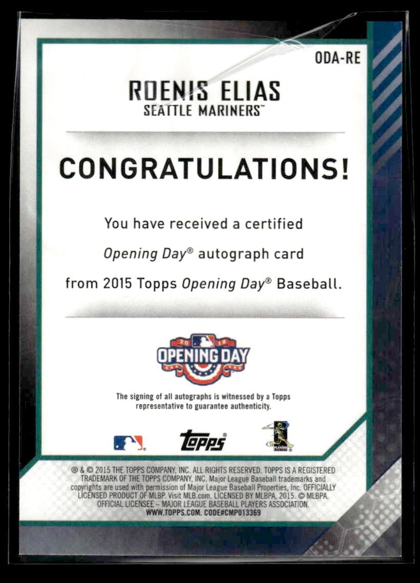 2015 Topps Opening Day #ODA-RE Roenis Elias Autographs