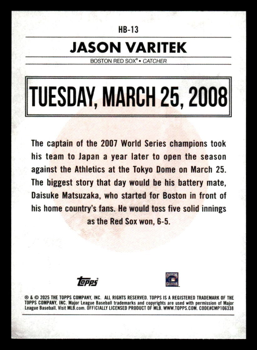 2025 Topps #HB-13 Jason Varitek History of Japanese Baseball