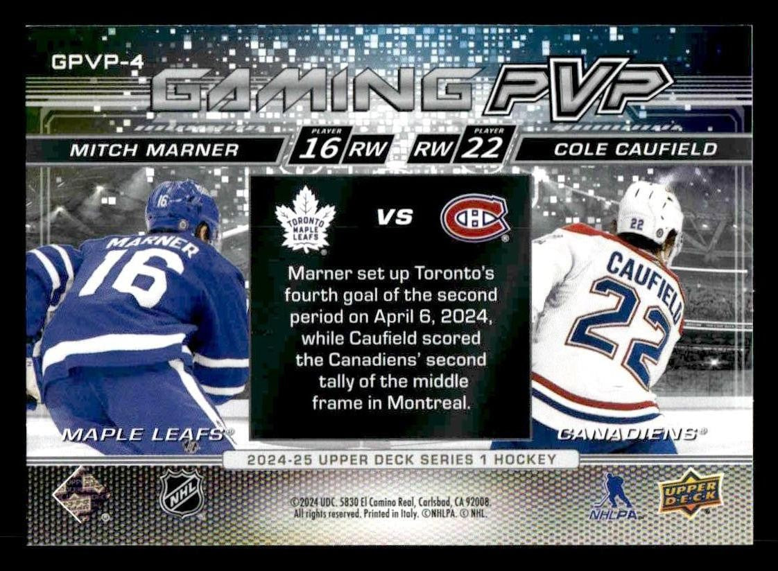2024-25 Upper Deck #GPVP-4 Mitch Marner / Cole Caufield Gaming PVP Speckle