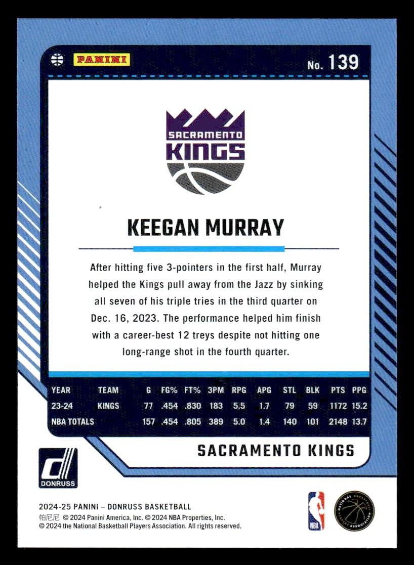 2024-25 Donruss #139 Keegan Murray