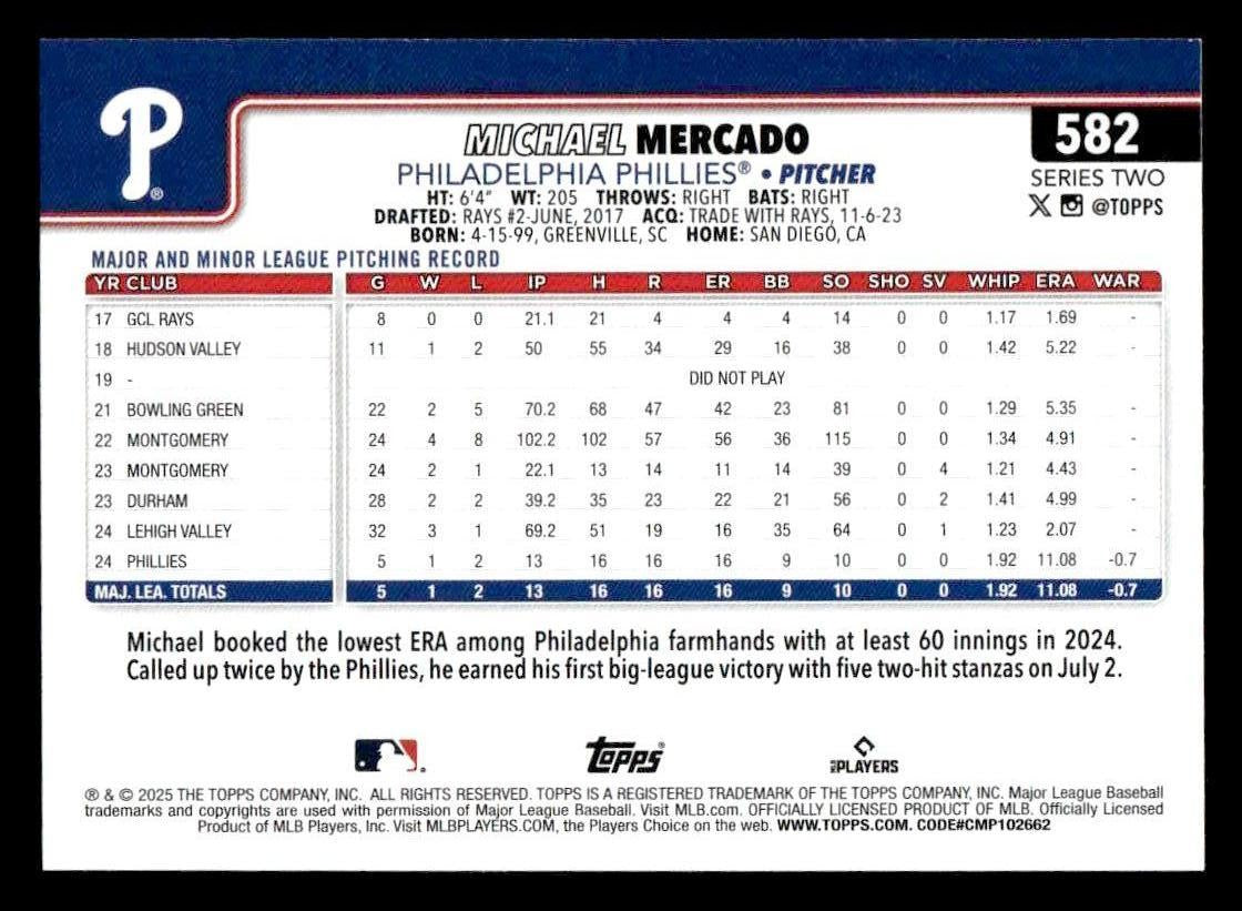 2025 Topps #582 Michael Mercado