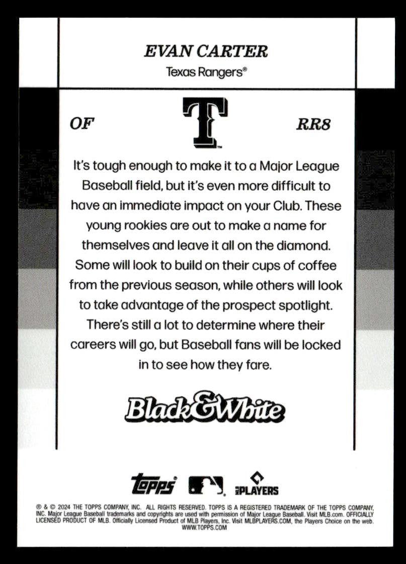 2024 Topps Black & White #RR8 Evan Carter Rookie Resolution