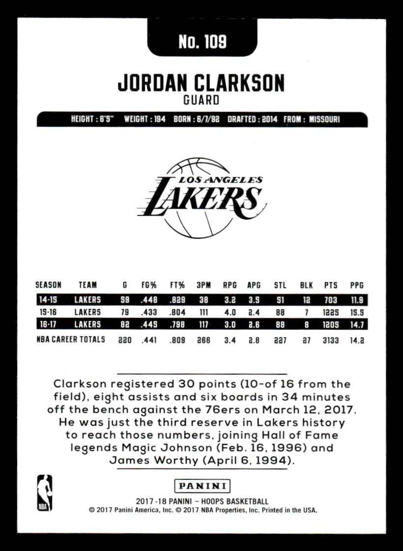 2017-18 Hoops #109 Jordan Clarkson