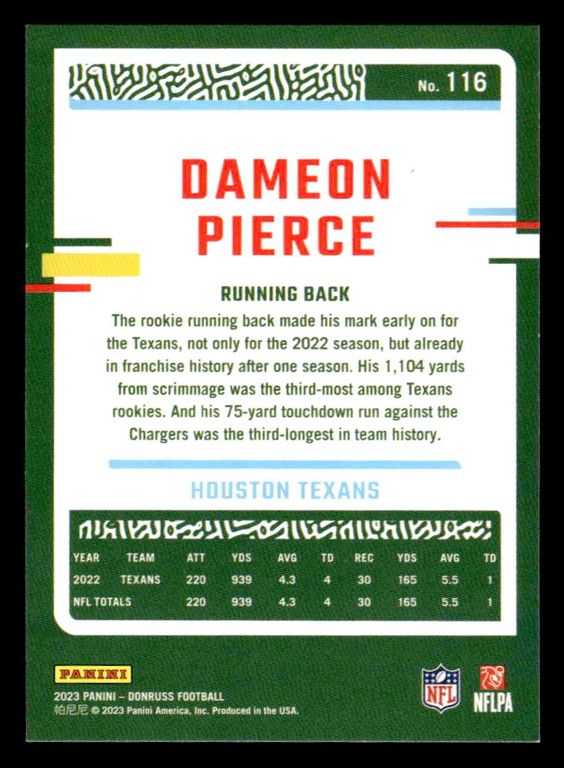 2023 Donruss #116 Dameon Pierce