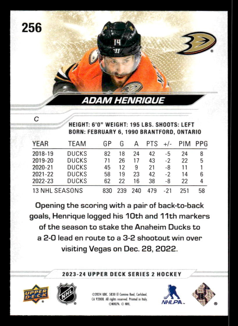 2023-24 Upper Deck #256 Adam Henrique