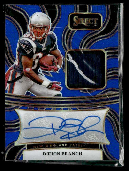 2024 Panini Select Blue Prizm #SM-DBH Deion Branch Signature Memorabilia #/75