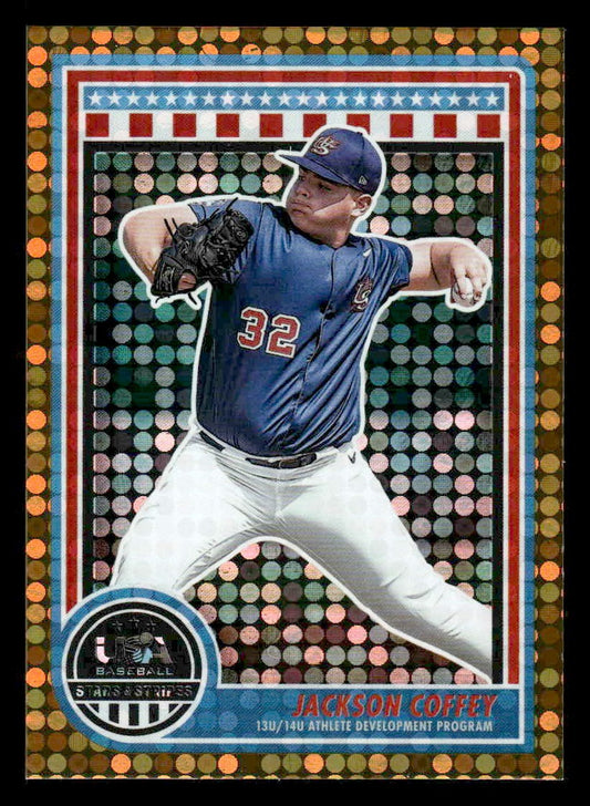 2025 Panini Stars and Stripes USA Baseball #194 Jackson Coffey Orange #/75