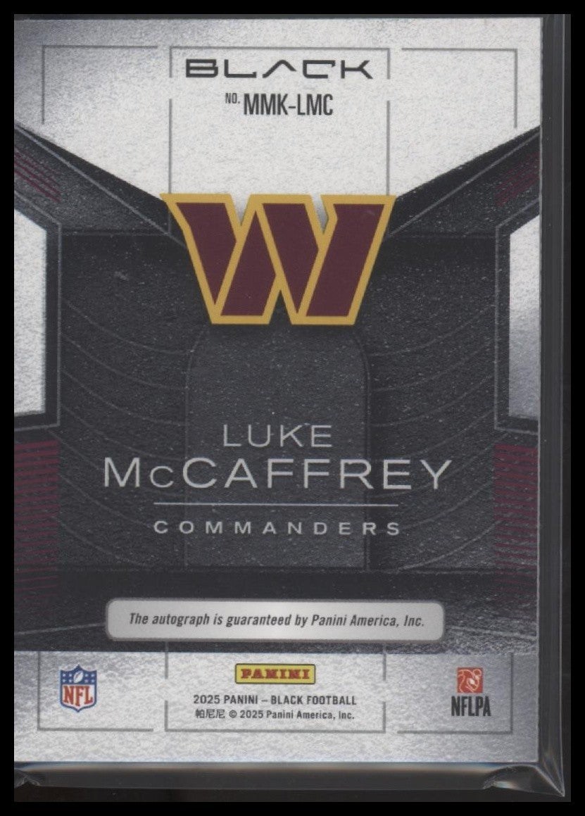 2025 Panini Black #MMK-LMC Luke McCaffrey Metallic Marks #/299