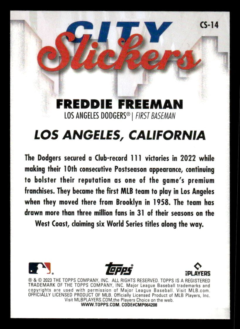 2023 Topps Big League #CS-14 Freddie Freeman City Slickers