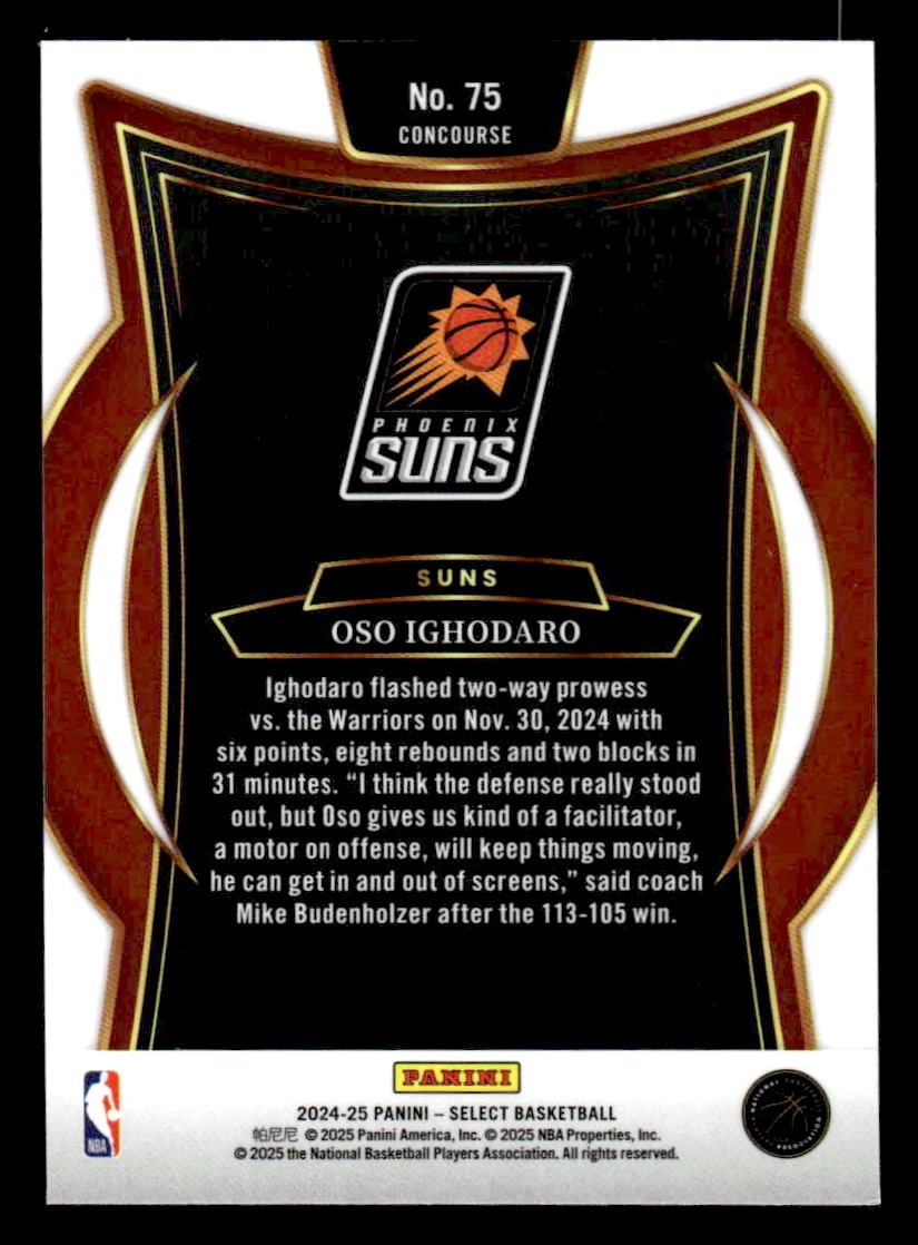 2024-25 Panini Select #75 Oso Ighodaro