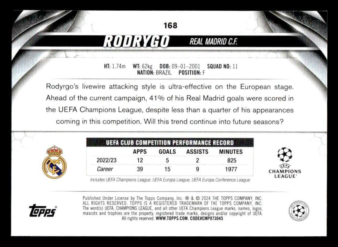 2023-24 Topps Jade Edition UEFA Club Competitions #168 Rodrygo