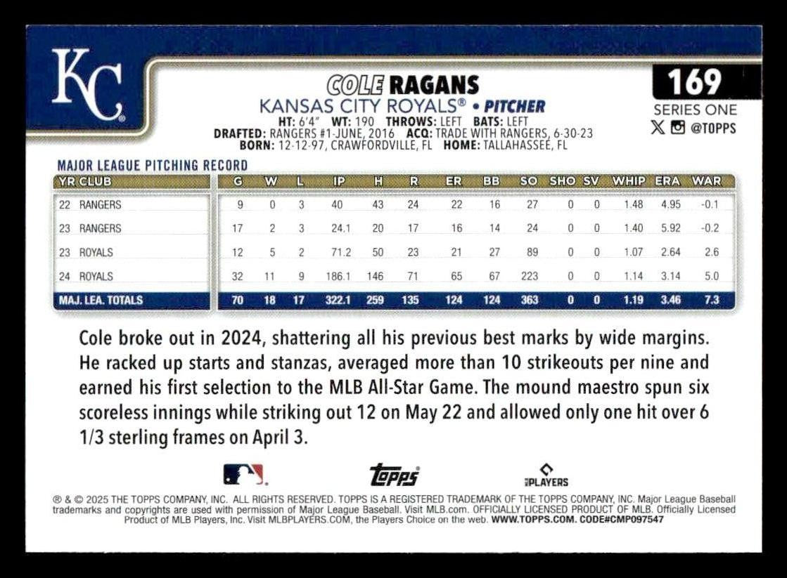 2025 Topps #169 Cole Ragans