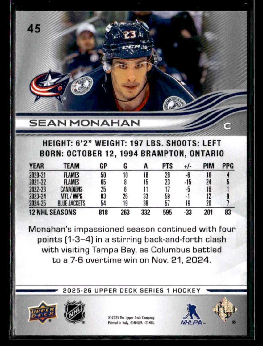 2025-26 Upper Deck #45 Sean Monahan