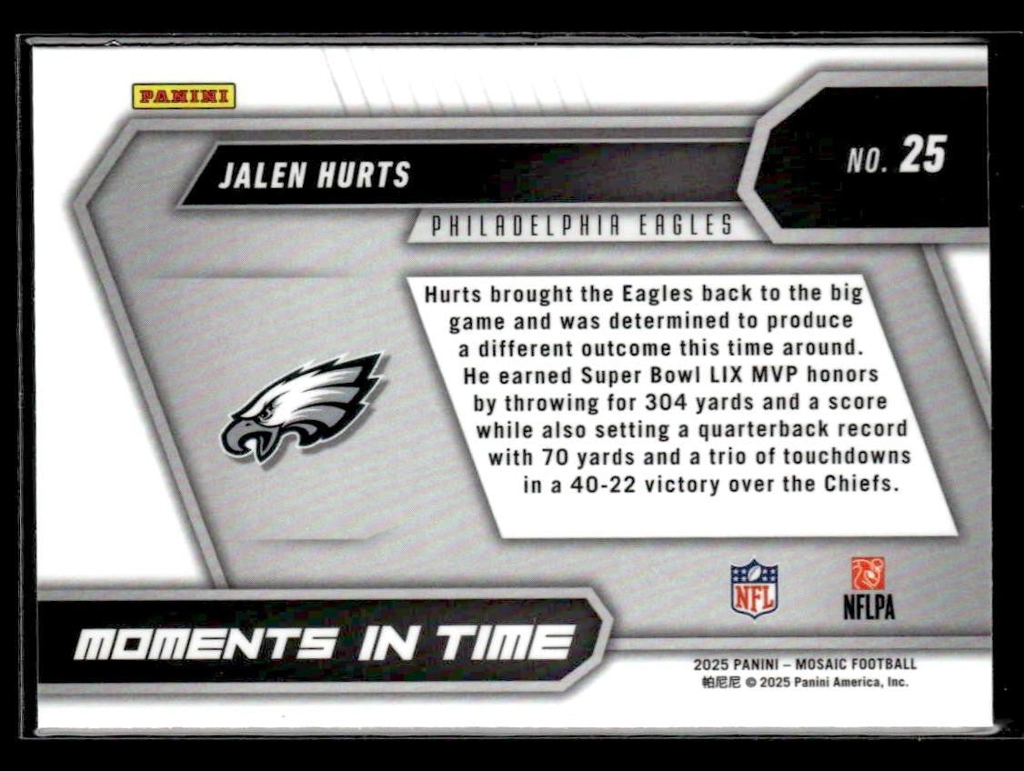 2025 Panini Mosaic #25 Jalen Hurts Moments In Time Mosaic