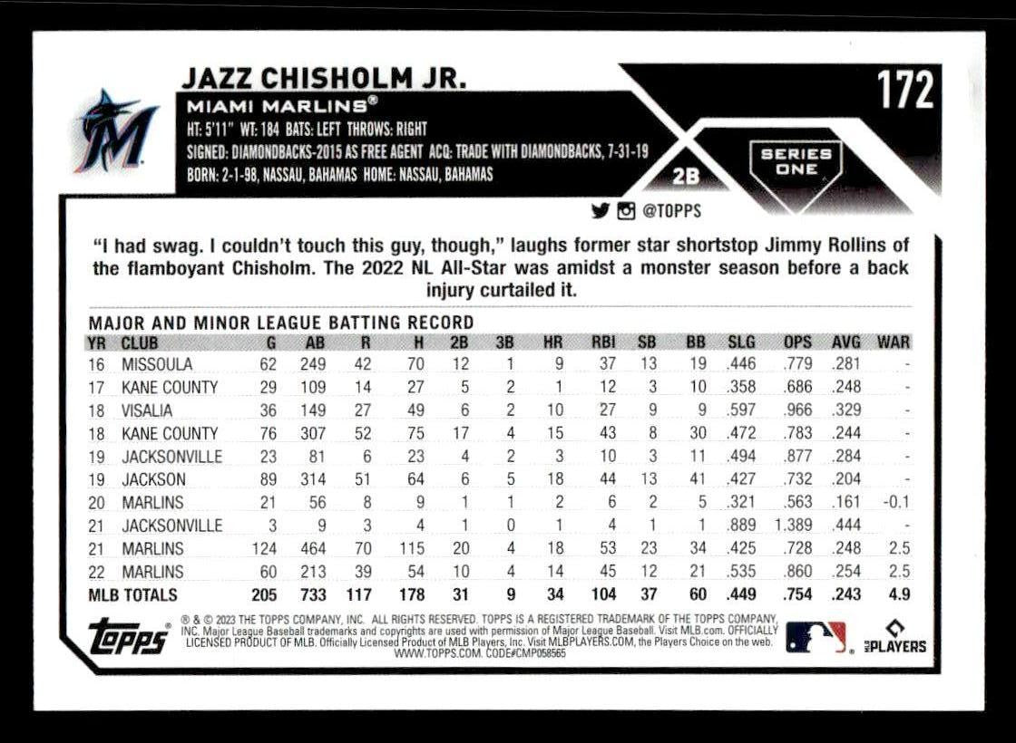 2023 Topps #172 Jazz Chisholm Jr.