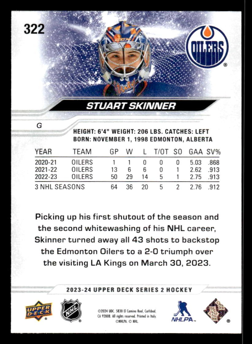 2023-24 Upper Deck #322 Stuart Skinner