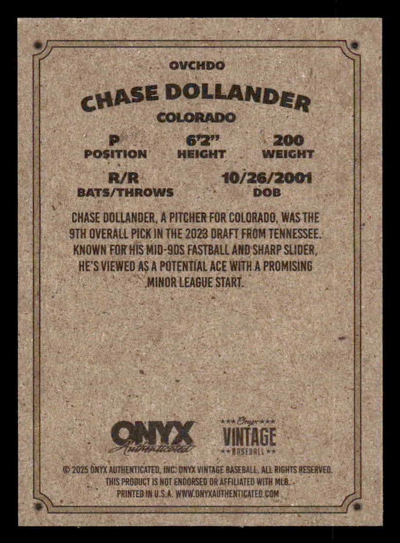 2025 Onyx Vintage #OVCHDO Chase Dollander