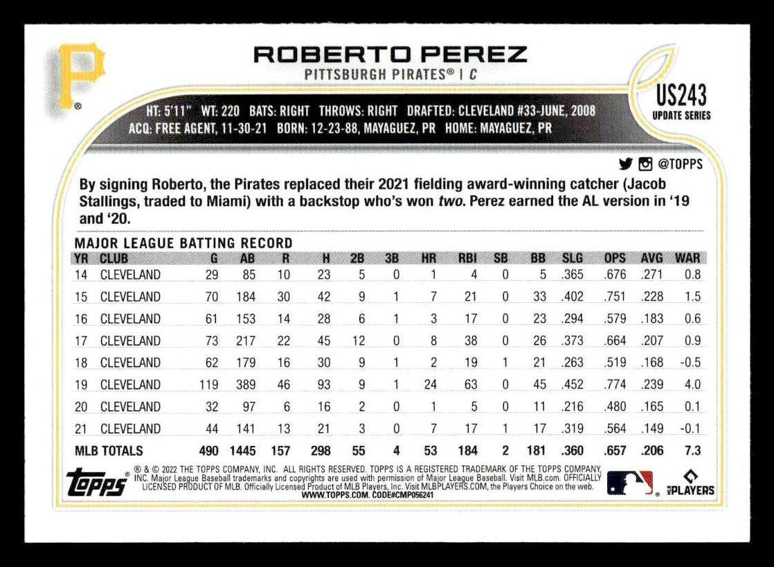 2022 Topps Update #US243 Roberto Perez