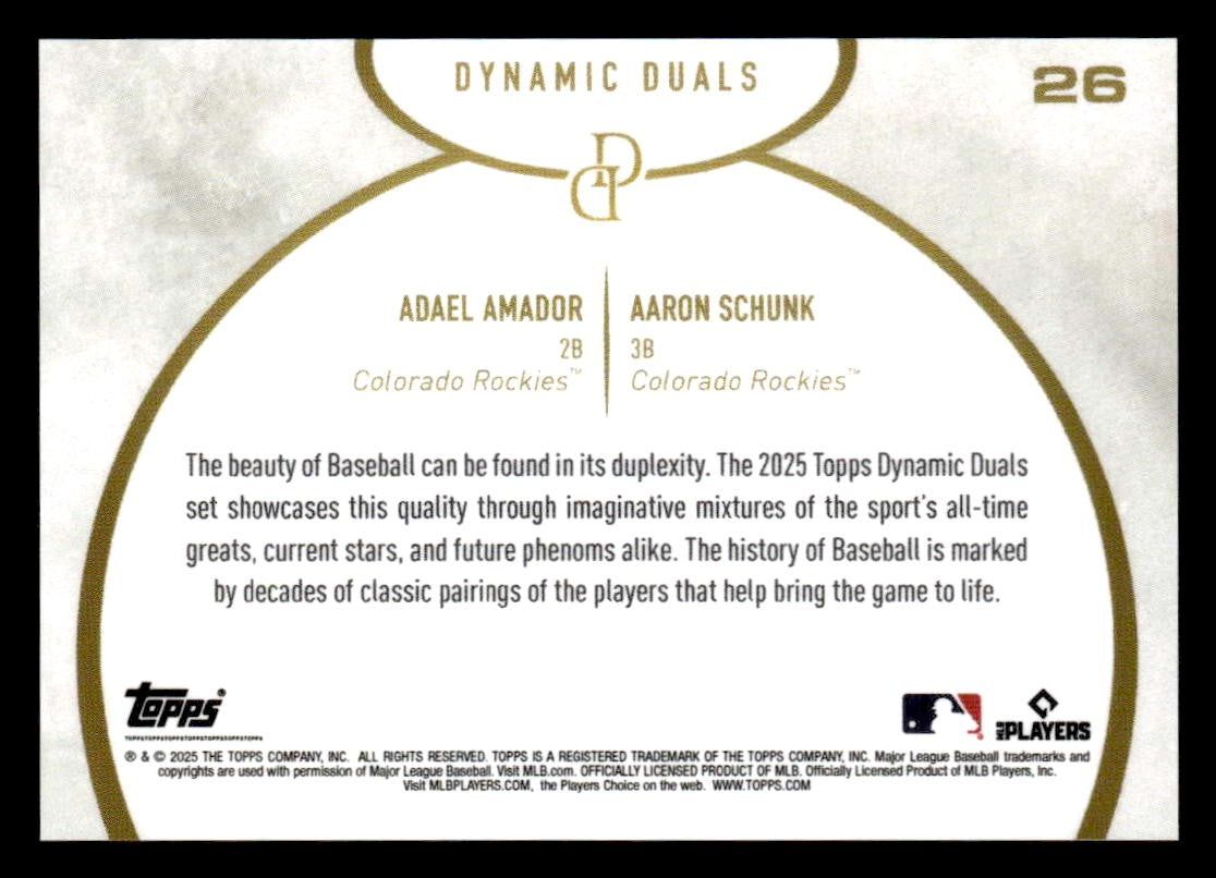 2025 Topps Dynamic Duals #26 Adael Amador / Aaron Schunk