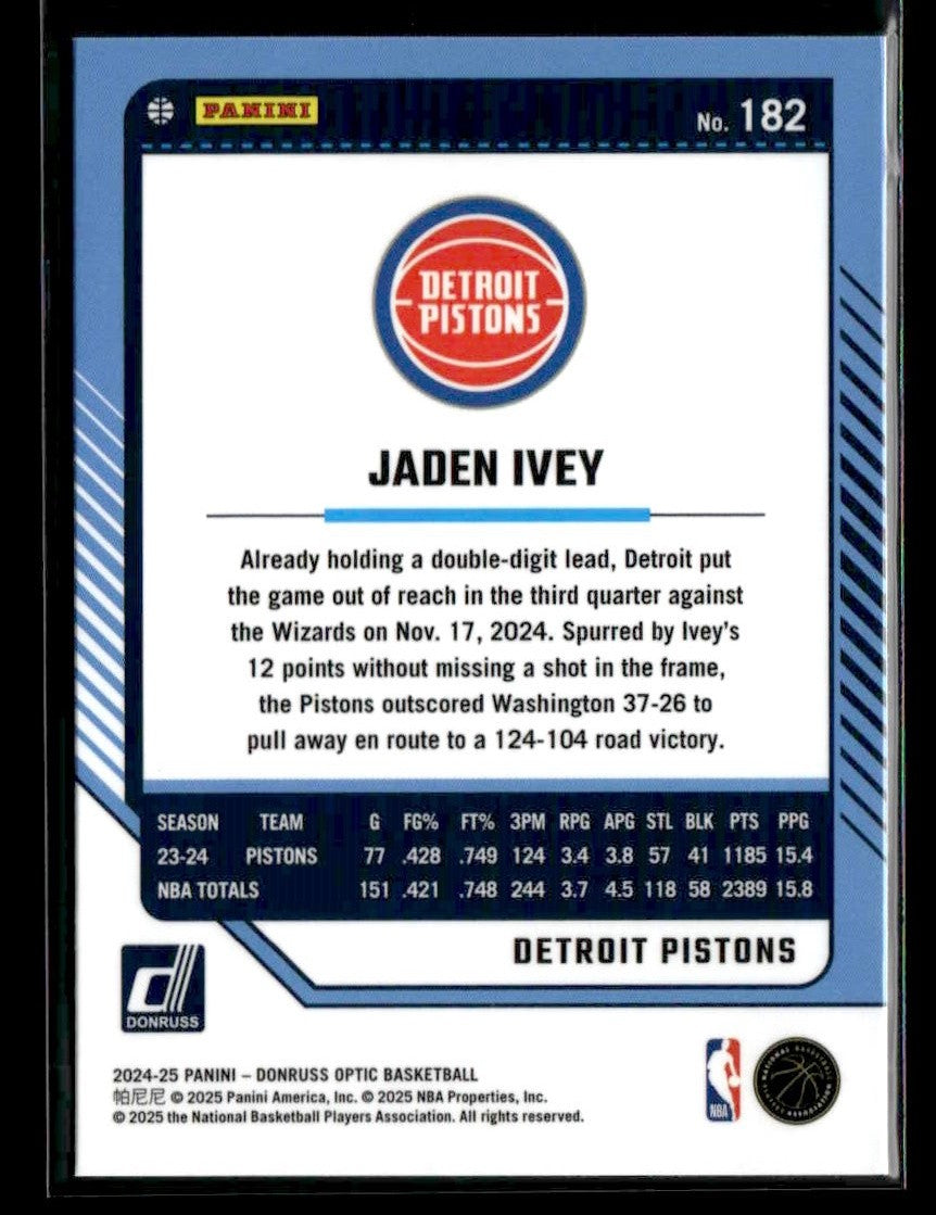 2024-25 Donruss Optic #182 Jaden Ivey