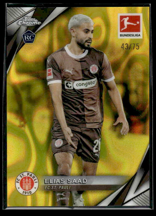 2025 Topps Chrome Bundesliga #88 Elias Saad Yellow Lava Refactor #/75