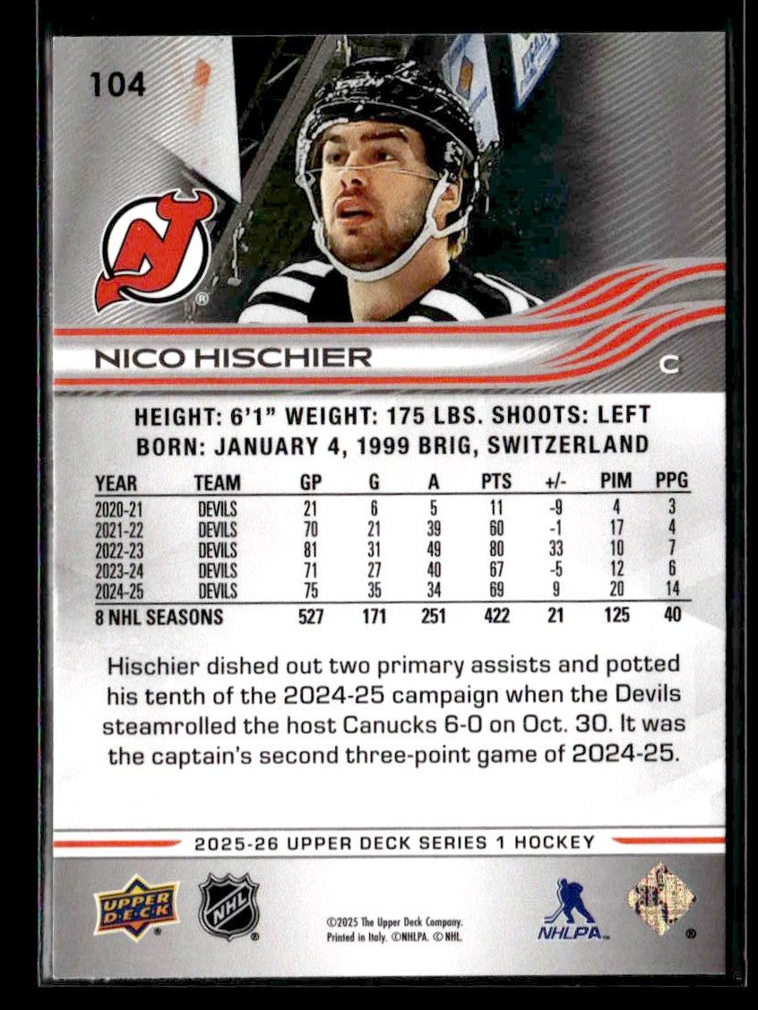 2025-26 Upper Deck #104 Nico Hischier