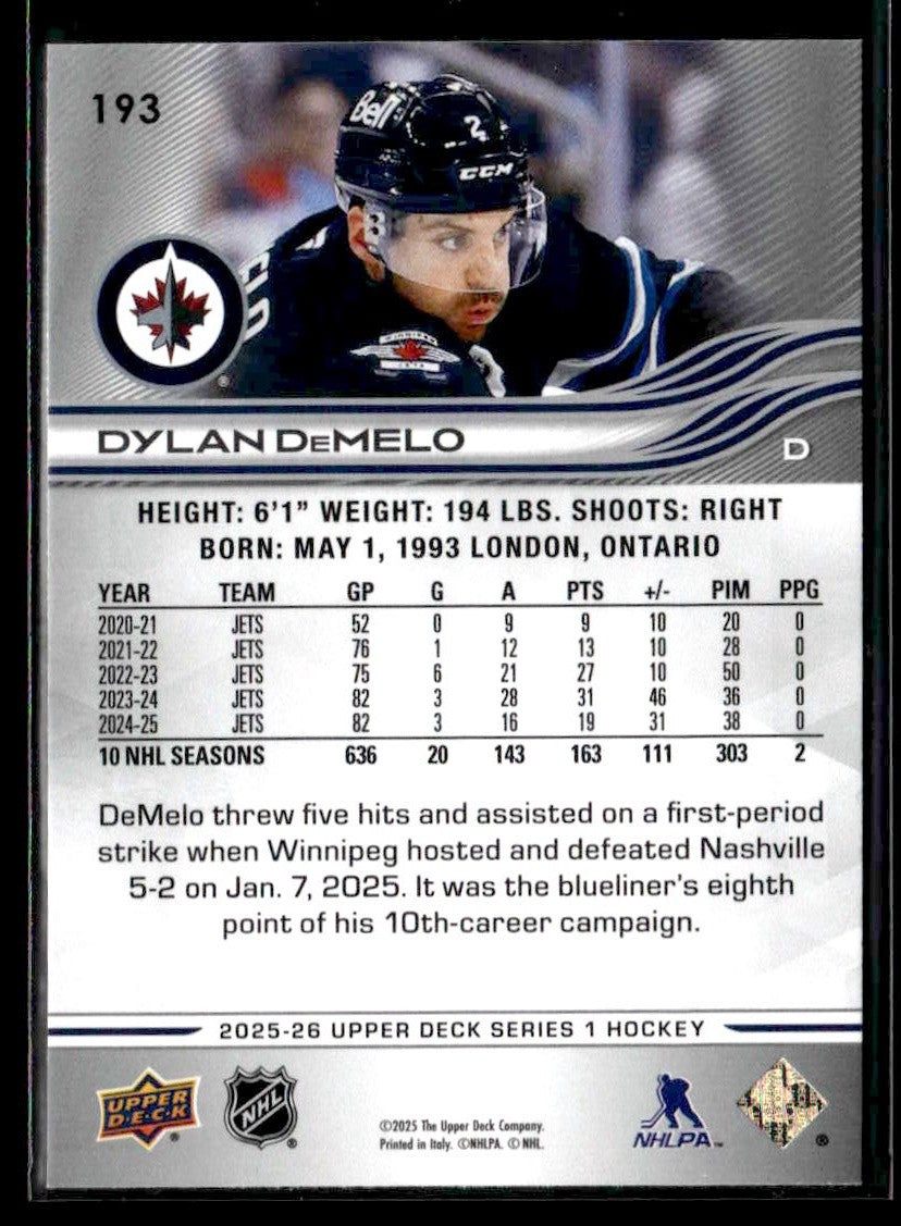 2025-26 Upper Deck #193 Dylan DeMelo