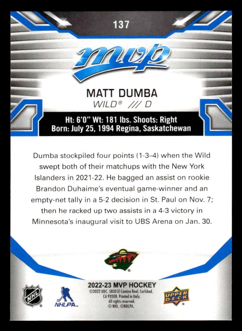 2022-23 Upper Deck MVP #137 Matt Dumba Blue Script
