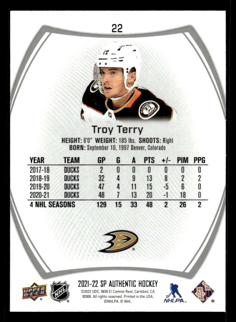 2021-22 SP Authentic #22 Troy Terry