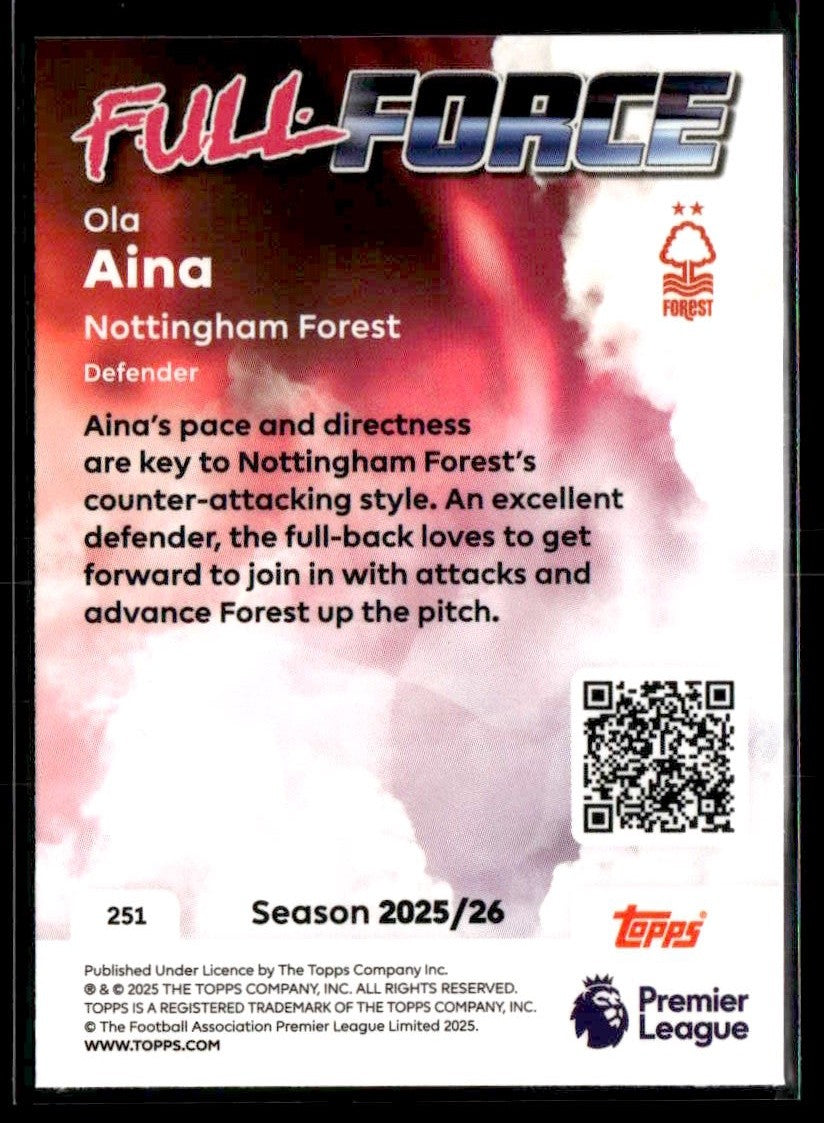 2025-26 Topps Premier League #251 Ola Aina Rainbow Foil