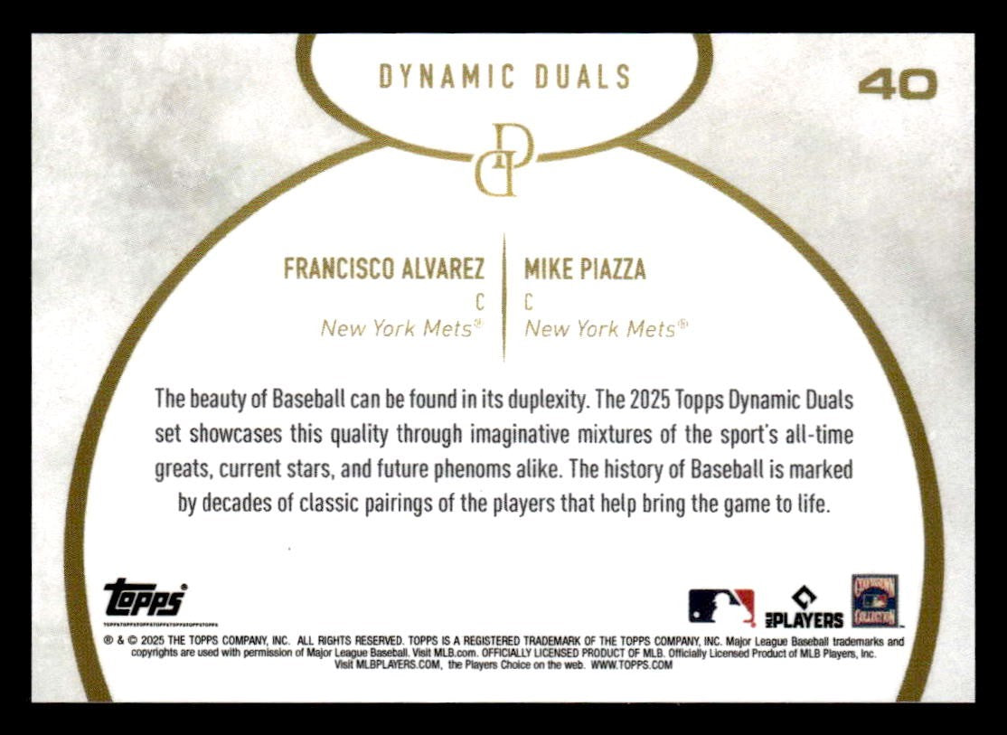 2025 Topps Dynamic Duals #40 Francisco Alvarez / Mike Piazza