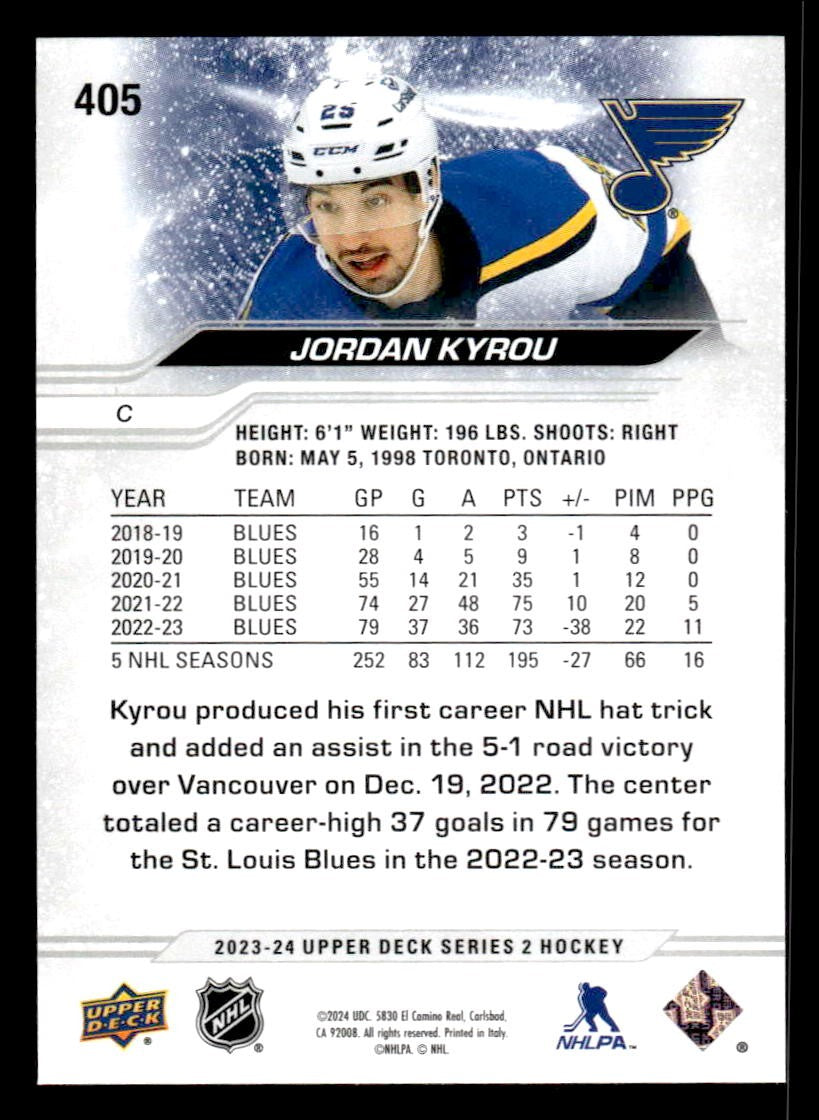 2023-24 Upper Deck #405 Jordan Kyrou