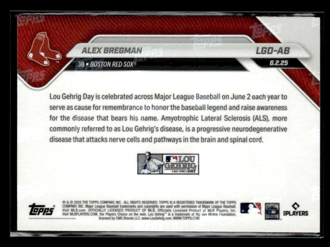 2025 Topps Now Lou Gehrig Day: Presented by Sarah Langs #LGD-AB Alex Bregman