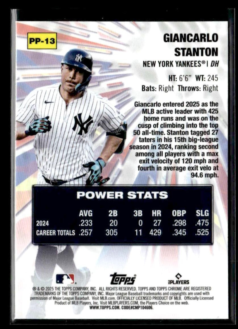 2025 Topps Chrome #PP-13 Giancarlo Stanton Power Players